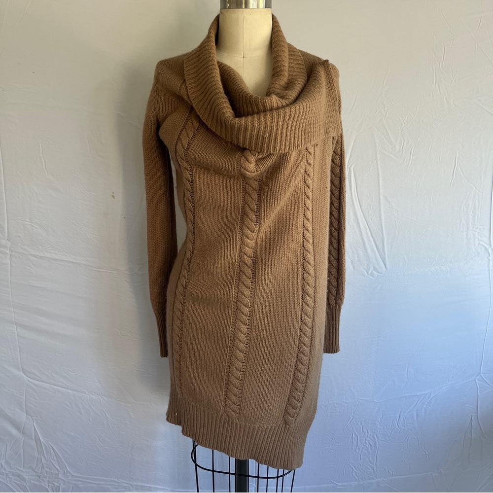 Brown Chunky Turtleneck Cable Knit Sweater